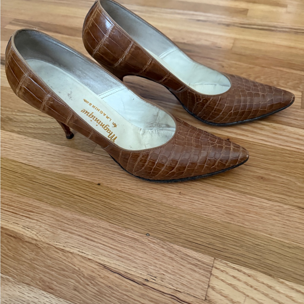 Manning Brown Crocodile Pattern Heels Manning Brown Crocodile Pattern Heels